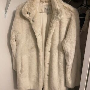 Madewell Cream Faux Fur Coat